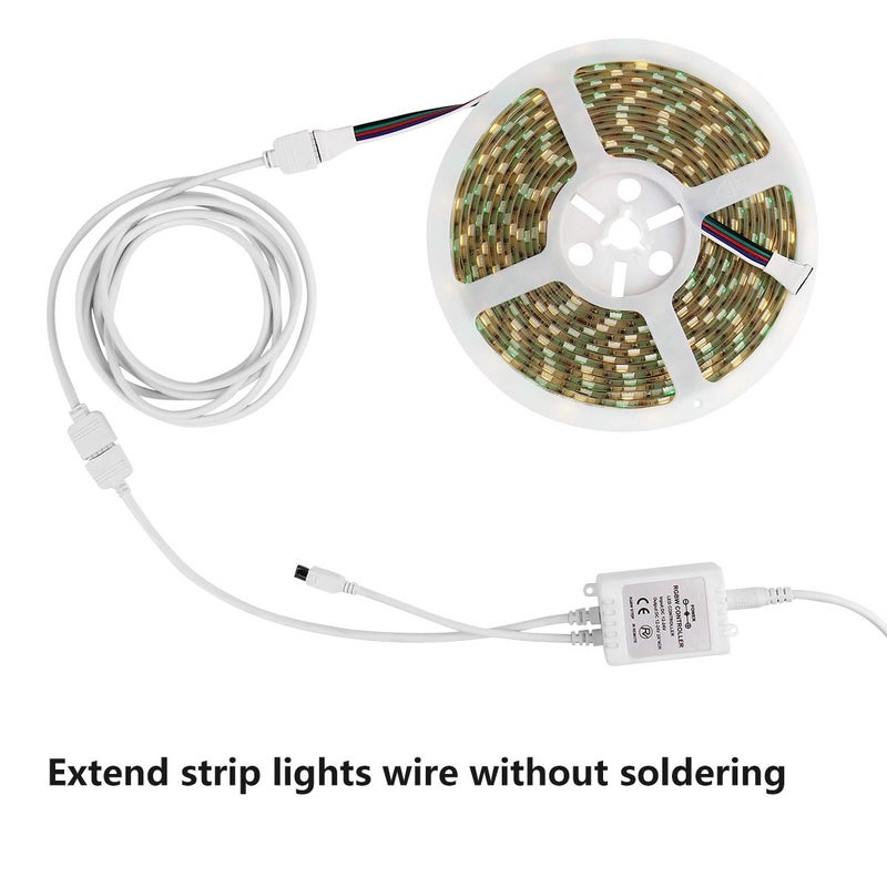 SUPERNIGHT RGBW 5Pin LED Extension Cable 2 Pack 6.5ft/2m Connector for 10 mm Wide 5050 and 3528 Indoor LED Strip Lights Extending Connection - Image 2